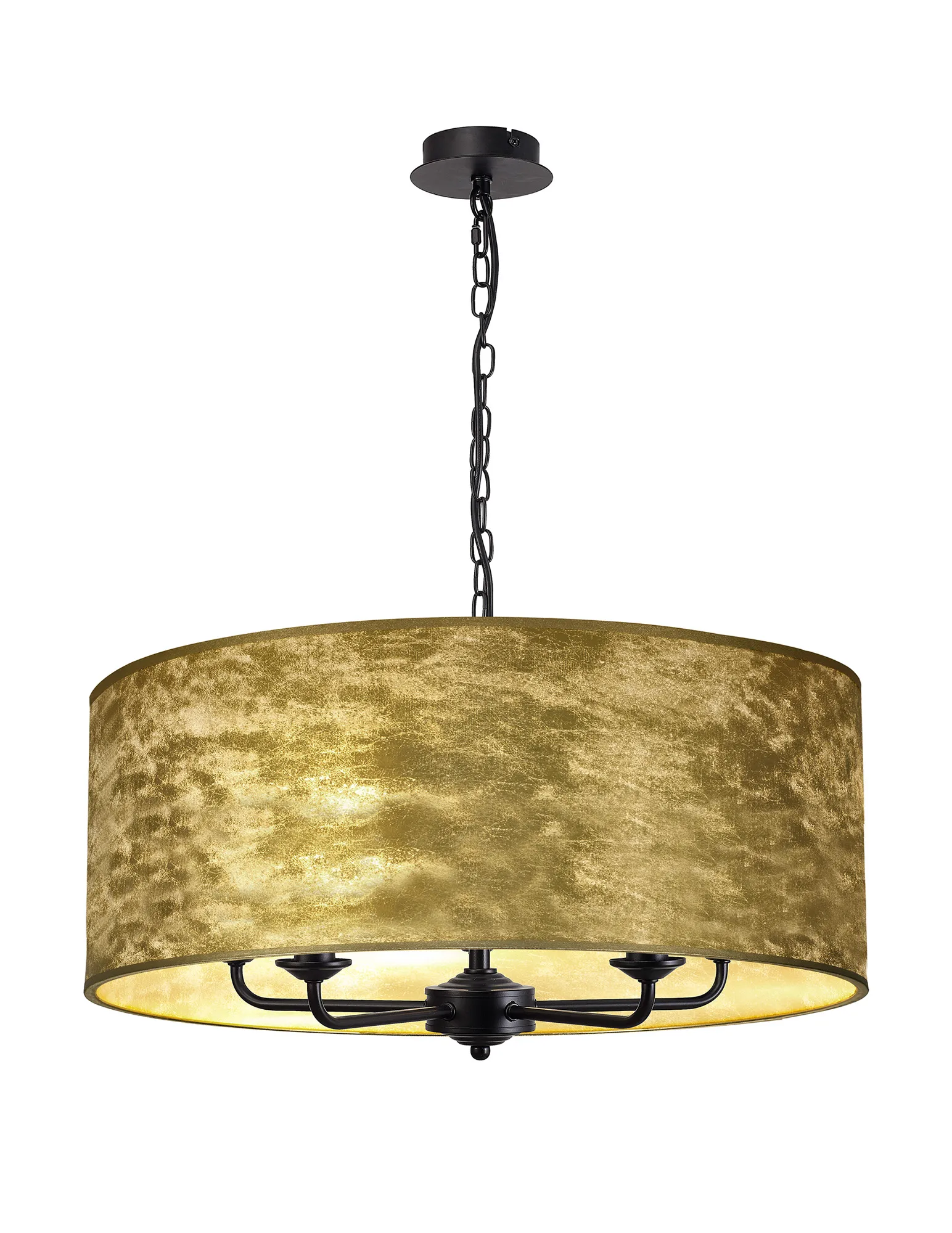 Banyan 60cm 5 Light Pendant Matt Black; Gold Leaf